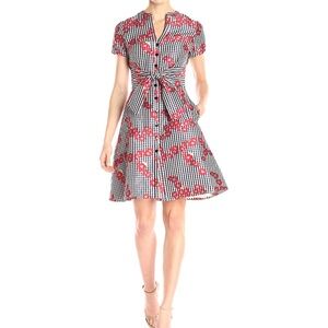 Adrianna Papell Floral Gingham Shirtdress